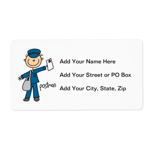 Postbode Stickfiguur Etiket (Voorkant)