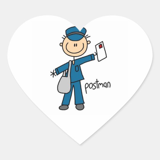 Postbode Stickfiguur Hart Sticker (Voorkant)