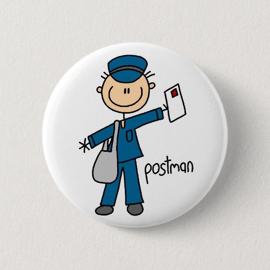 Postbode Stickfiguur Ronde Button 5,7 Cm (Voorkant)