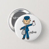 Postbode Stickfiguur Ronde Button 5,7 Cm (Voorkant /achterkant)