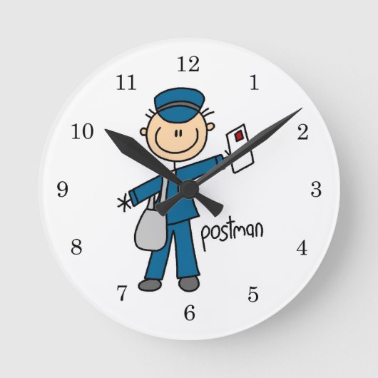 Postbode Stickfiguur Ronde Klok (Voorkant)