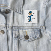 Postbode Stickfiguur Vierkante Button 5,1 Cm (In situ)