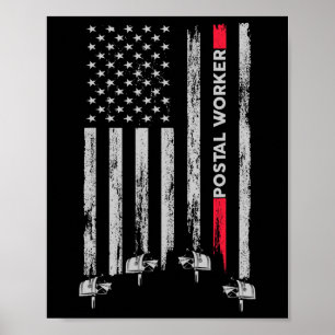 Postbode Vintage Usa Amerikaanse Vlag Us Post Poster