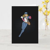 Postbode vrouw kaart (Gele Bloem)