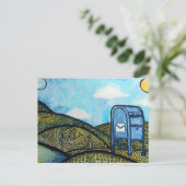 Postbodedroppostbus Postdienst Kunst Feestdagenkaart (Staand voorkant)
