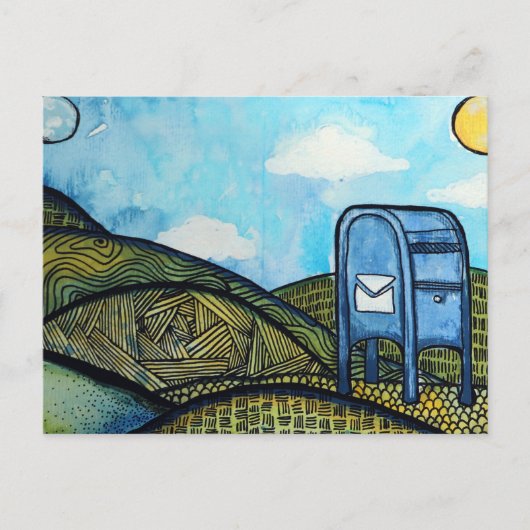 Postbodedroppostbus Postdienst Kunst Feestdagenkaart (Voorkant)