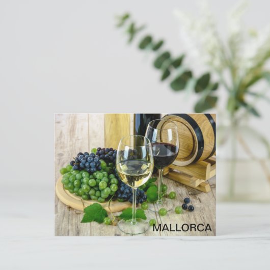postbodegón vino y uvas Mallorca Briefkaart (Staand voorkant)