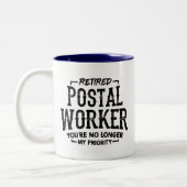 Postboer Retirement Mailman Funny Tweekleurige Koffiemok (Links)