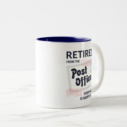 Postboer Retirement Mailman Funny Tweekleurige Koffiemok (Voorkant rechts)