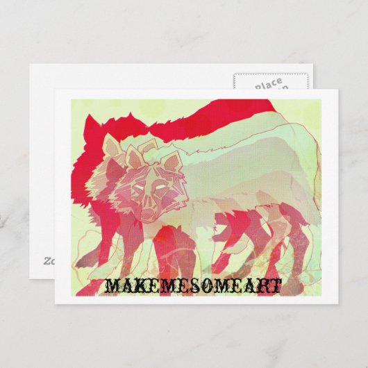 postboot wolf briefkaart (Voorkant / Achterkant)