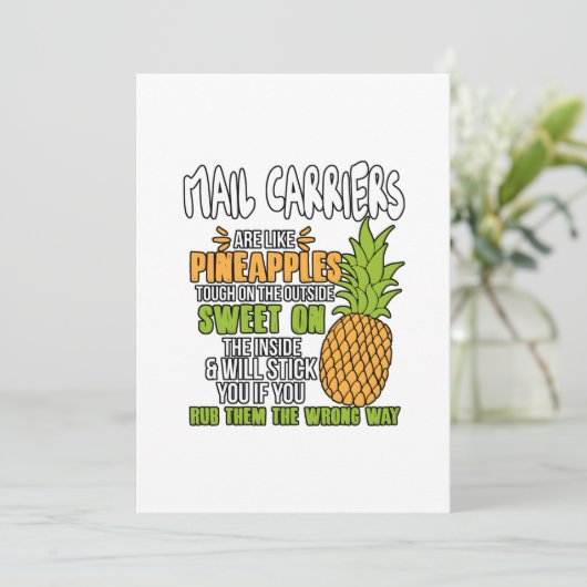 Postboten zijn als ananassen. bedankkaart (Staand voorkant)