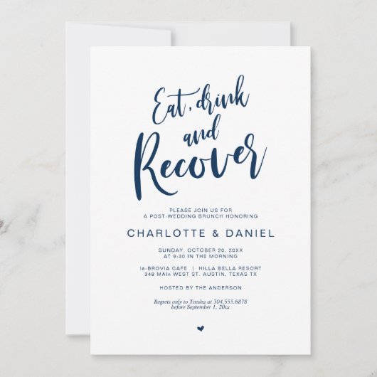 Postbruiloft Brunch, Eat, Drink en Recover Kaart (Voorkant)