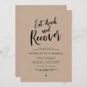 Postbruiloft, eet, Drink en Recover Brunch, Kraft Kaart (Voorkant / Achterkant)