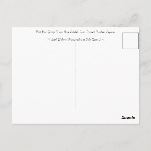 Postbus Eskdale Cumbria Briefkaart (Achterkant)