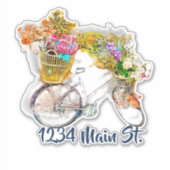 Postbus fiets en bloemen sticker (Voorkant)