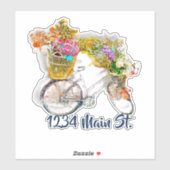 Postbus fiets en bloemen sticker (Vel)