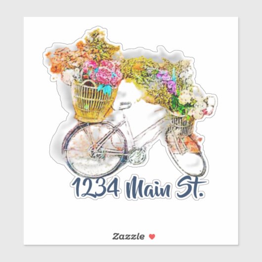 Postbus fiets en bloemen sticker (Vel)