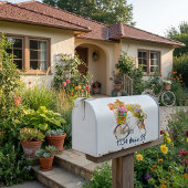 Postbus fiets en bloemen sticker