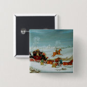 Postbus in sneeuw vierkante button 5,1 cm (Voorkant /achterkant)