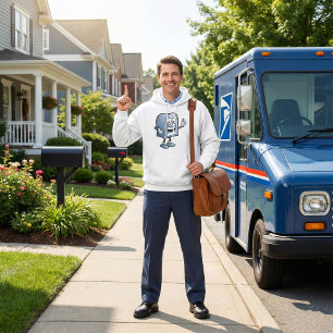 Postbus Mascotte Gelukkig Blauw Postkarakter  Hoodie