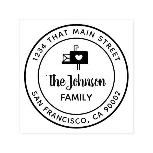 Postbus met Hart, Terugkeeradres, Rond Zelfinktende Stempel (Design)