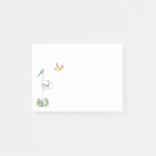 Postbus waterverf met vogels post-it® notes (Voorkant)