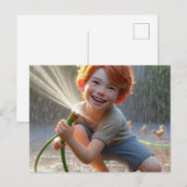 Postcar - Gelukkige kleine jongen die speelt Briefkaart (Voorkant / Achterkant)