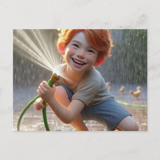 Postcar - Gelukkige kleine jongen die speelt Briefkaart (Voorkant)