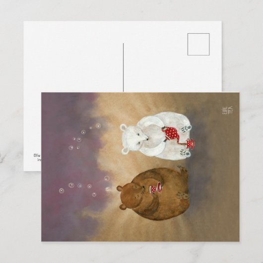 Postcarbide met Beren die thee drinken Briefkaart (Voorkant / Achterkant)