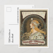 Postcard - Art Nouveau Chocolates + Confections Feestdagenkaart (Voorkant / Achterkant)