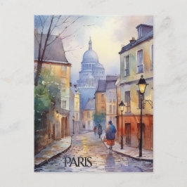 POSTCARD Beautiful Watercolor of Paris Travel Briefkaart