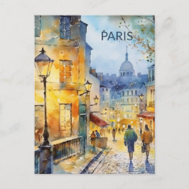 POSTCARD Beautiful Watercolor of Paris Travel Briefkaart