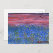 Postcard, Blue Field at Sunset by M. Laplante Briefkaart (Voorkant / Achterkant)