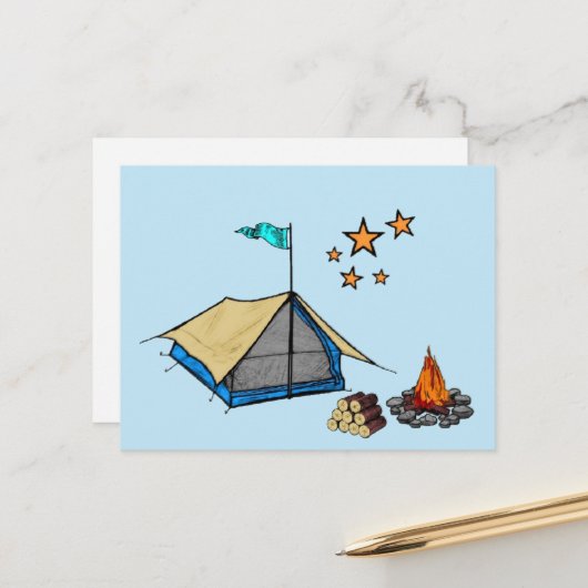 Postcard Camping Briefkaart (Voorkant / Achterkant in situ)