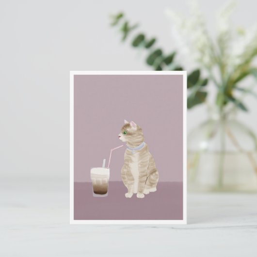 Postcard - Cat with Coffee Briefkaart (Staand voorkant)