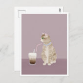 Postcard - Cat with Coffee Briefkaart (Voorkant / Achterkant)