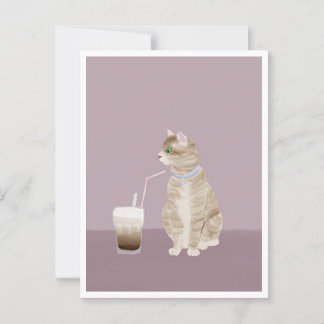 Postcard - Cat with Coffee Briefkaart