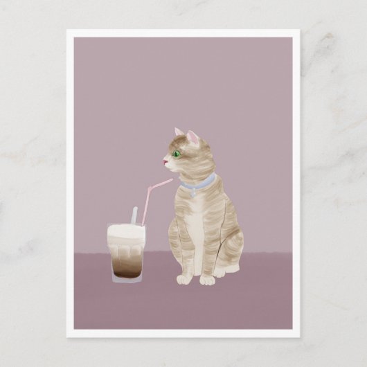 Postcard - Cat with Coffee Briefkaart (Voorkant)