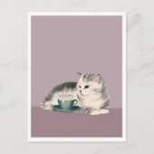 Postcard - Cat with Coffee Briefkaart (Voorkant)