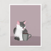 Postcard - Cat with Coffee Briefkaart (Voorkant)
