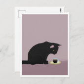 Postcard - Cat with Coffee Briefkaart (Voorkant / Achterkant)