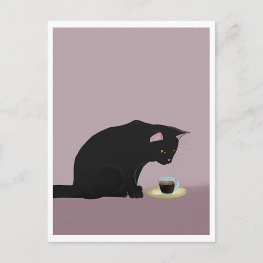 Postcard - Cat with Coffee Briefkaart (Voorkant)