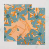 Postcard Contemporary Leaf Design in Peach Briefkaart (Voorkant / Achterkant)