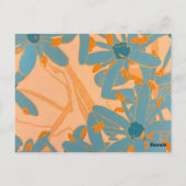 Postcard Contemporary Leaf Design in Peach Briefkaart (Achterkant)