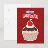 Postcard - Cupcake - Happy Birthday Uitnodiging Briefkaart (Voorkant / Achterkant)