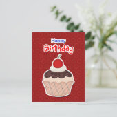Postcard - Cupcake - Happy Birthday Uitnodiging Briefkaart (Staand voorkant)