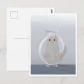 Postcard - Cute Cat in Glass Briefkaart (Voorkant / Achterkant)