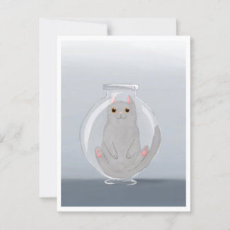 Postcard - Cute Cat in Glass Briefkaart
