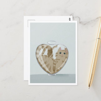 Postcard - Cute Cat in Glass Briefkaart
