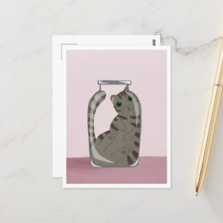 Postcard - Cute Cat in Glass Briefkaart